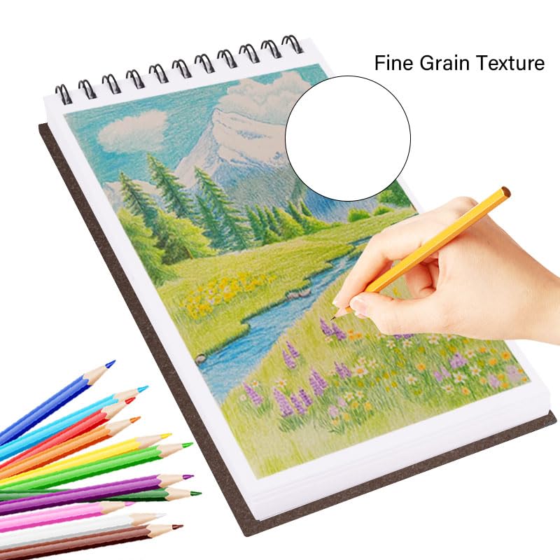 5.8" x 8.3" Mixed Media Sketch Book,Spiral Bound Hardcover Sketchbook,60 Sheets 92lb/150gsm Neutral White Acid Free Paper,Art Journal Sketchbook for Drawing Writing Sketching Illustration,Dark Coffee - color: Bright White-Dark Coffee