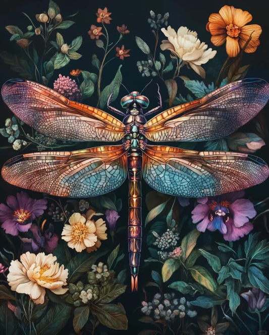 Dragonfly Paint by Numbers Kit for Adults Beginner 16x20inch(Without Frame) | Flowers Adult Paint by Number Kits on Canvas, DIY Acrylic Oil Painting by Numbers for Adults for Gift Home Wall Decor - color: MT22774-US