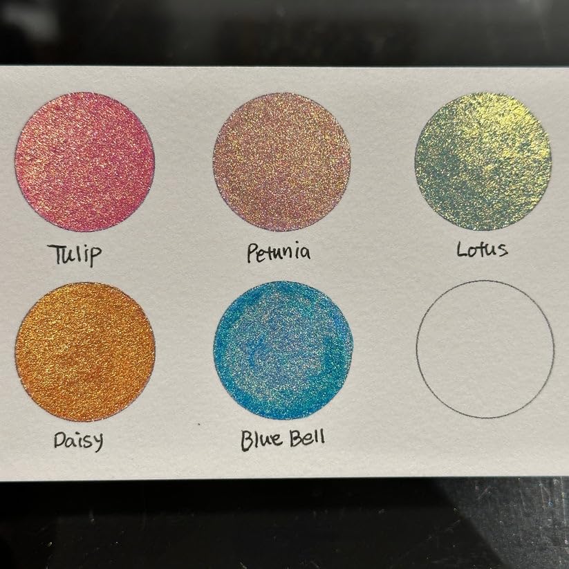 IUILE Handmade Watercolor Paints - Flower Field Dot Card (5 Colors) - Metallic, Shiny, Shimmer - color: Flower Field Dot