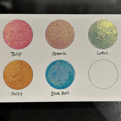 IUILE Handmade Watercolor Paints - Flower Field Dot Card (5 Colors) - Metallic, Shiny, Shimmer - color: Flower Field Dot