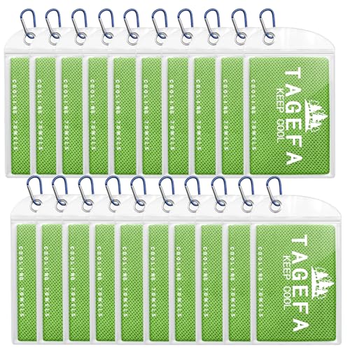 Cooling Towels 20 Pack, 40"x 12" Cooling Rags Neck Wraps for Sports with Carrying Pouch, Gym Cooling Neck Towels for Hor Weather, Sweat, Fitness, Travel - color: 20green