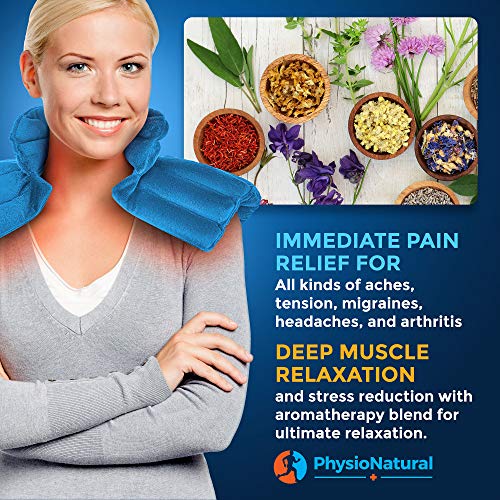 Weighted Neck and Shoulder Wrap - Instant Relief for Tension and Stress, Migraines, Headaches, Aches, Spasms - Deep, Penetrating Muscle Relaxation with Herbal Aromatherapy