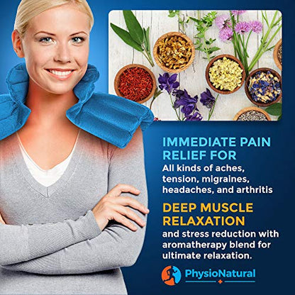 Weighted Neck and Shoulder Wrap - Instant Relief for Tension and Stress, Migraines, Headaches, Aches, Spasms - Deep, Penetrating Muscle Relaxation with Herbal Aromatherapy