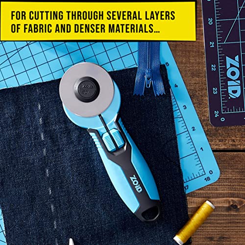 Zoid 60mm Rotary Cutter with Grip, Fabric Cutter Wheel, Rotary Cutter Blade, Craft Cutting Tool, Freehand Tool For Dense Fabrics,Denim, Corduroy and Multiple Projects, Soft-Touch Handle - size: 60mm
