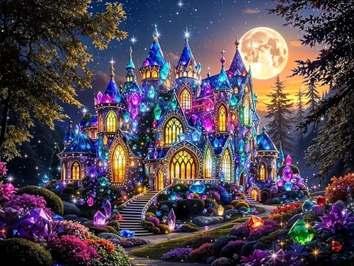 Xoaoes Castle Diamond Art Kits for Adults, 5D Diamond Painting Kits for Adults, DIY Gem Painting, Dimond Art Paintings Kit, Crafts for Adults, Full Drill Diamond Dot for Home Wall Decor 16 X 12 Inch - color: CM091