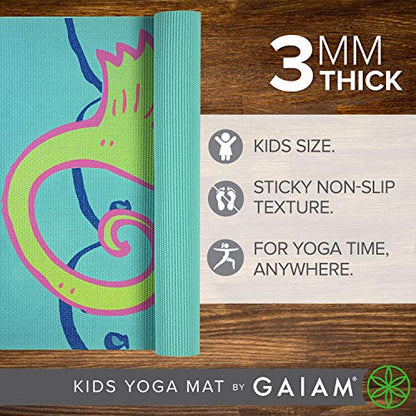 Gaiam Kids Printed Yoga Mat, Non-Toxic, Fun Design, 3mm - color: Seahorse