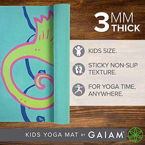 Gaiam Kids Printed Yoga Mat, Non-Toxic, Fun Design, 3mm - color: Seahorse