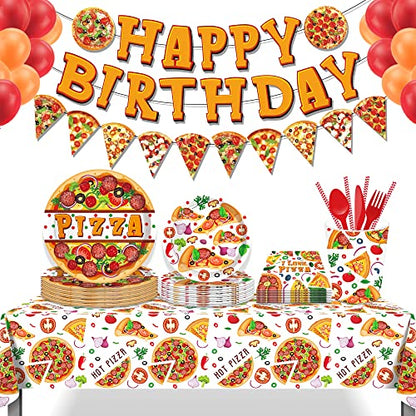 1 Pack Pizza Party Plastic Tablecloth 54 x 87 Inch Long Rectangular Table Cover for Buffet,Birthday Party Holiday Dinner,Picnic or Tablecloth for Kitchen Event Use - color: Pizza