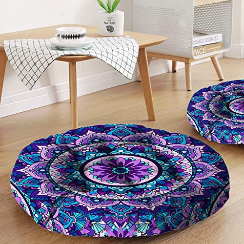 Mandala Meditation Cushion, Boho Meditation Mat, Meditation Pillows for Sitting on Floor, Cushions for Sitting in Home and Outdoor, Round Floor Pillows Cushion Seating for Yoga Accessories 22'' X 22'' - color: 05.mandala Meditation Cushion-2, size: 22x22