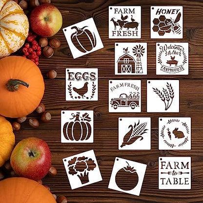 80 Pcs 4 x 4 Inch Stencils for Painting on Wood, Reusable Farm Animal Plastic Stencils DIY Craft Paint Template Set for Wall Rock Home Decor - style: Farm