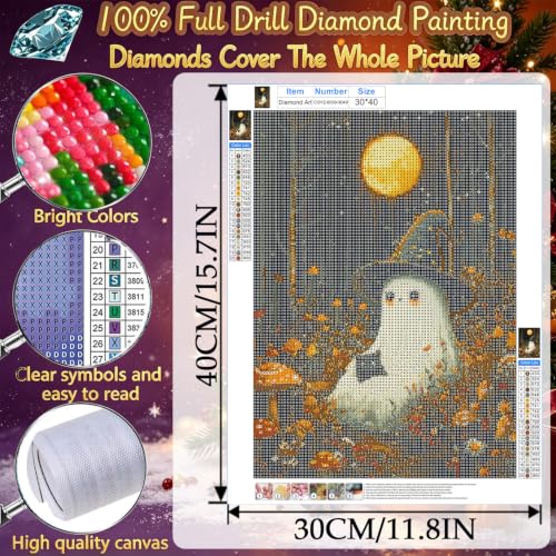3 Pack Diamond Painting Kits for Adults Halloween Diamond Art for Adult | Full Round Drill Paint by Diamond, Halloween Diamond Painting Gem Art, Arts and Crafts for Adults Beginners 12x16 Inch - color: 3 Pack-Halloween