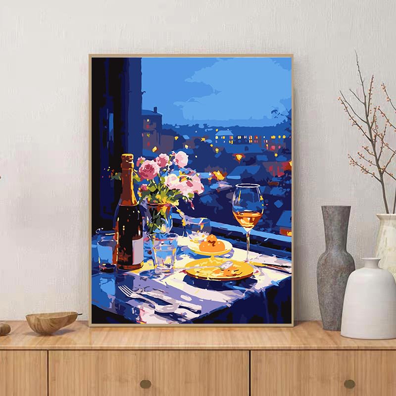 ZRIZQ Landscape Paint by Numbers Kit for Adults Beginner,City Scape,16x20 | Full set with wooden brushes,rolled canvas,rich paints.Calming activity.Beginner friendly.Just open and paint. - color: 16"X20"Rolled Canvas-Flowers 3