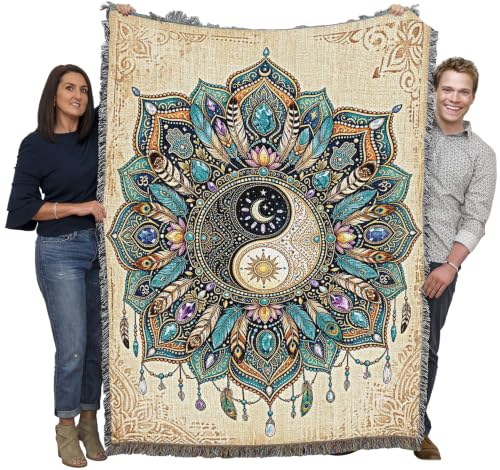 Pure Country Weavers Boho Celestial Mandala Blanket - Gift Tapestry Throw Woven from Cotton - Made in The USA (72x54) - color: Boho Celestial Mandala, size: 72x54