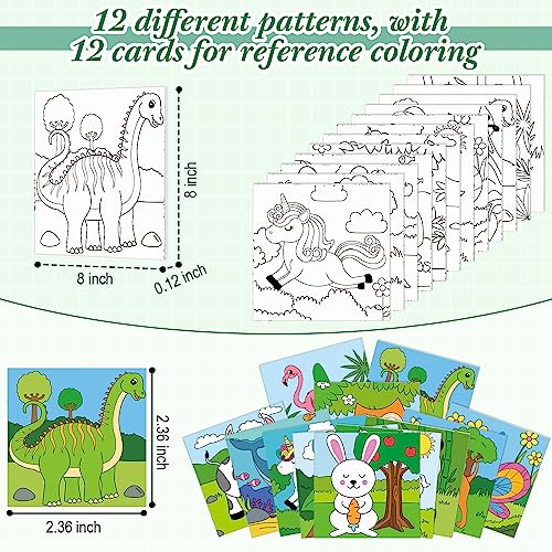 Sherr 12 Pcs Pre Drawn Canvas to Paint Animal Pre Printed Canvas for Painting for Beginners Students DIY Art Paint Supplies Christmas Valentines Party Favor(Cute Animals,8 x 8 Inch) - size: 8 x 8 Inch, style: Cute Animals