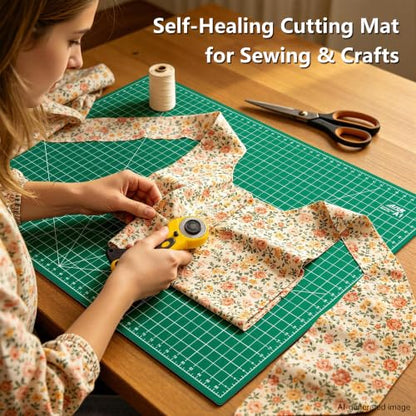 ArtAt Self Healing Cutting Mat: 24 x 36 inch Green Large 5-Ply Double-Sided Durable Non-Slip PVC Cutting Mat for Sewing Quilting Scrapbooking Art & Crafts projects… - color: Green, size: 36"L x 24"W