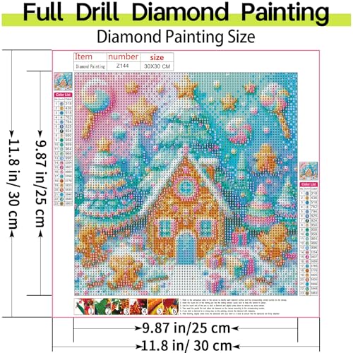 Shouruihua Quirky Gingerbread House & Candyland Diamond Art Kits | Candy House, Gem Art, Diamond Dotz Kits, Diamond Dots, Full Round Drill Diamond Painting Kits for Adults, 11.8x11.8 in - color: Candyland