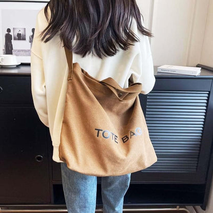 Canvas Retro Tote Bag - Large Capacity Commuter Handbag and Shoulder Bag - color: Coffee