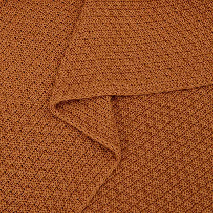 Longhui bedding 100% 면 니트 담요 - 번트 오렌지, 부드럽고 아늑함, 세탁기 사용 가능, 152.4cm x 203.2cm(60 x 80인치) - 거실, 소파, 침대 또는 여행에 적합 - color: 번트 오렌지., size: 60" x 80", Oversized