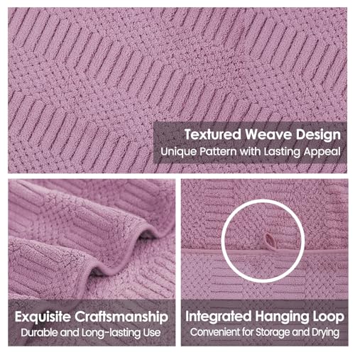 JML Microfiber Bath Towels, Purple, 30" x 60", 2 Pack | Hanging Hook, Lint Free, Oversized, Soft, Super Absorbent, Fast Drying, Use for Sport, Fitness, Yoga, Diamond Cross Grid - color: Diamond Cross Grid Purple, size: 2 Pack (30 in x 60 in)