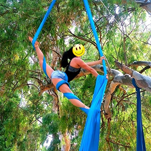 Durable Aerial Silks Starter Kit with 11-Yard Yoga Hammock & Hardware - color: Light Blue