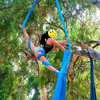 Durable Aerial Silks Starter Kit with 11-Yard Yoga Hammock & Hardware - color: Light Blue