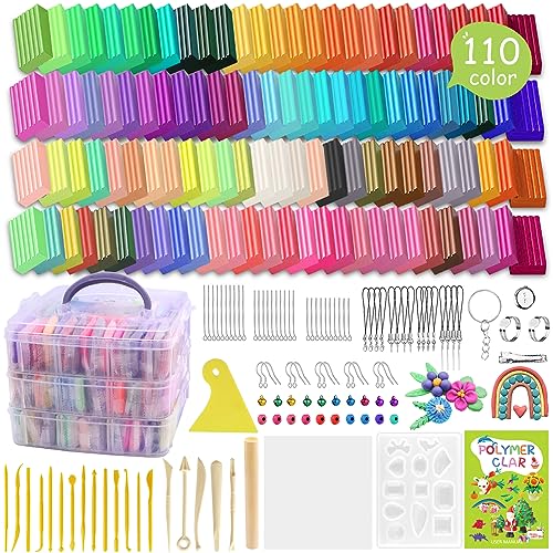 PeacePeo Polymer Clay Kit 215 Pcs Oven Bake Clay 110 Colors | Modeling Baking Clay, Non-Sticky, Non-Toxic, Sculpting Tools, Soft and Easy to Shape for Kids, Adults, Beginners DIY Crafts