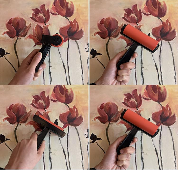 Rubber Roller, Diamond Painting Accessories, 4inch Rubber Brayer Roller for Printmaking Gluing Anti Skid Tape Construction