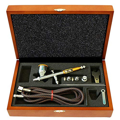 Paasche - TG-3W Airbrush Kit, Double Action Gravity Feed Airbrush in Wooden Case, Includes 3 Head Sizes (.25mm,.38mm, and 66mm), All-Inclusive Airbrush for Artists, Hobbyists, and Professionals - style: Old Version