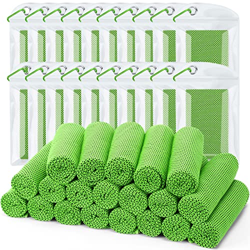 Cooling Towel (Pack of 20, 40"x12") with Pouches for Sports - color: 20green