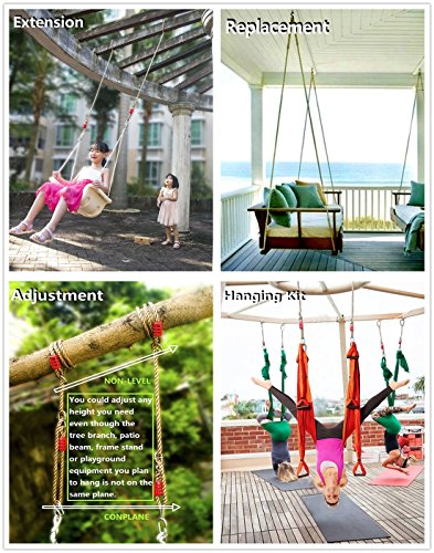 Tree Swing Ropes Hammock Chair Straps Hanging Kit with 2 Carabiners - 5.6ft & Holds Up to 600lbs, Perfect for Children Swing, Outdoor Hammock and Hanging Chair