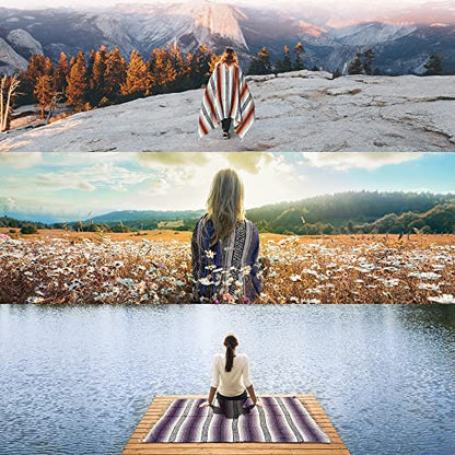 Hydration Nation Authentic Extra Large Mexican Blanket (70"x50") - Handwoven Yoga, Serape- Artisanal Falsa, Beach, Camping, Picnic, Outdoor (Aqua Green) - color: Aqua Green