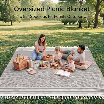 Yongoes Turkish Beach Towel Blanket Oversized 82x88 Dark Grey Boho - color: Grey Dark, size: Extra Large 82"x88"（208x224cm）