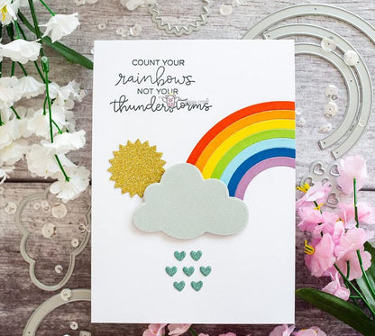 Rainbow Cutting Dies Sun Die Cuts Metal Embossing Stencils Template Mould for Making Card DIY Scrapbooking Photo Album Decorative (Large Size) - style: Sun and Rainbow