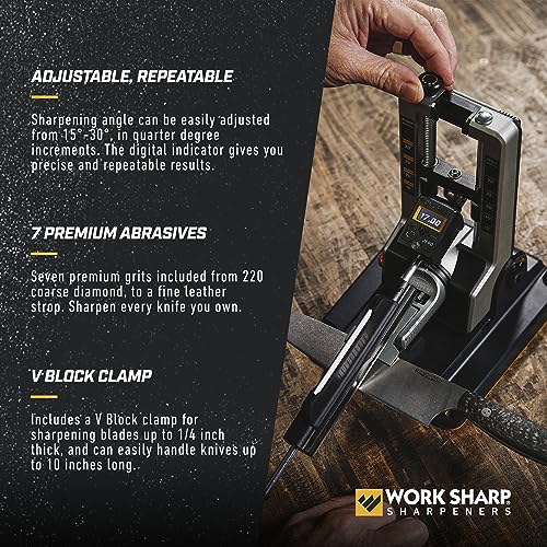 Work Sharp Pro Precision Adjust Elite & Guided Field Knife Sharpener Kit - Professional Sharpening System for Kitchen, Pocket & Outdoor Knives - Complete 2-Piece Bundle Set - style: Pro PA + GFS