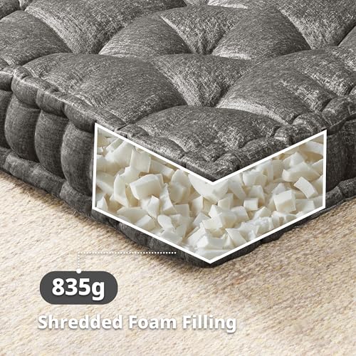 Intelligent Design Floor Pillow Meditation Cushion, 20x20 Charcoal - color: Charcoal