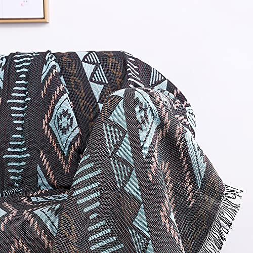 Luxlovery Aztec Throw Blankets Beige Tribal Boheiman Ethnic Woven Boho Geometric White Khaki Blanket for Couch Aztec Bed Throws Oversized Chair Sofa Cover with Tassels(63"x86") - color: Mocha, size: 63"x86",160x220cm