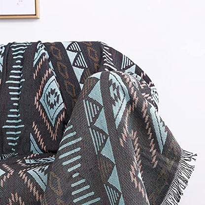 Luxlovery Beige Bohemian Sofa Throw Blankets Ethnic Woven Boho Geometric White and Khaki Throw Blanket for Couch Aztec Bed Throws Oversized Chair Sofa Cover with Tassels(63"x102") - color: Mocha, size: 63"x102",160x260cm