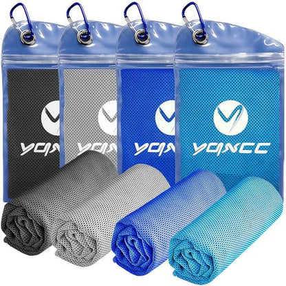 YQXCC 쿨링 타월 4팩, 101.6cm x 30.5cm(40 x 12인치), 목과 얼굴을 위한 쿨 콜드 - color: 다크 블루 + 라이트 블루 + 다크 그레이 + 라이트 그레이