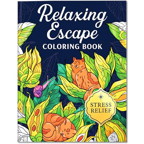 Adult Coloring Book for Women with 31 Whimsical Designs & Calming Prompts | Calming Relaxation Coloring Book for Women Easing Anxiety & Stress, Thoughtful Self-Care & Relaxation Gift, 140gsm Perforated - color: Relaxing Escape