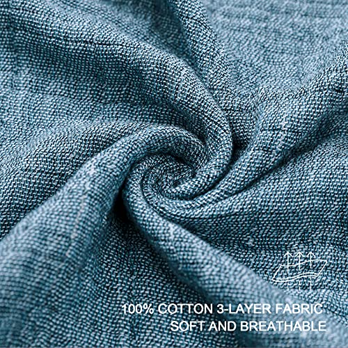 SE SOFTEXLY Muslin Throw Blanket, 4-Layer Dyed Yarn, 60”x80”, Denim Blue - color: 1-vintage Blue, size: Twin-60" x 80"