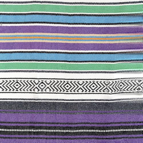 Mexican Blanket Throw with Tassels, 69 x 51 Inches Large Woven Serape Blanket, Boho Striped Picnic Yoga Beach Blanket, Soft Durable Tribal Falsa Blanket for Couch Outdoor Travel - Purple-Blue - color: Purple-blue
