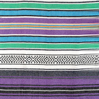 Mexican Blanket Throw with Tassels, 69 x 51 Inches Large Woven Serape Blanket, Boho Striped Picnic Yoga Beach Blanket, Soft Durable Tribal Falsa Blanket for Couch Outdoor Travel - Purple-Blue - color: Purple-blue