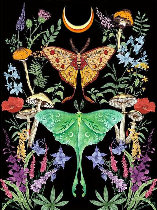 SANYUN Diamond Art Kits for Adults-Luna Moth,Diamond Painting Kits for Beginners Flowers & Mushroom,Moon DIY Full Drill Paint by Diamonds for Home Decor Gifts 12 X 16 Inch - color: C-004 Luna Moth