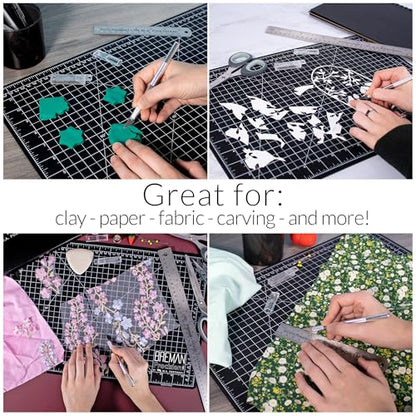 WA Portman Self-Healing Cutting Mat, Crafting Knife, 36'' Metal Ruler Set This set includes 24x36 Inch Sewing Cutting Mat, 10pc #11 Blades, Exacto Knife Set, & 36 Inch Cork Backed Metal Ruler Set - size: 24x36