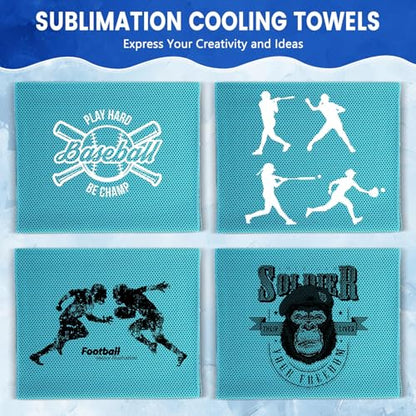 Hosuly 150 Pack Cooling Towels Bulk 40 x 12 Inch Large Chilly Breathable Sweat Sports Cold Towels Sublimation Microfiber Ice Neck Rag for Hot Weather Workout Gym Team Gift (Blue) - color: Blue