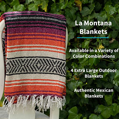 La Montana Bulk Falsa Mexican Blanket, 4 Pack, Hot Pink/Orange/Tan - color: Hot Pink/Orange/Tan