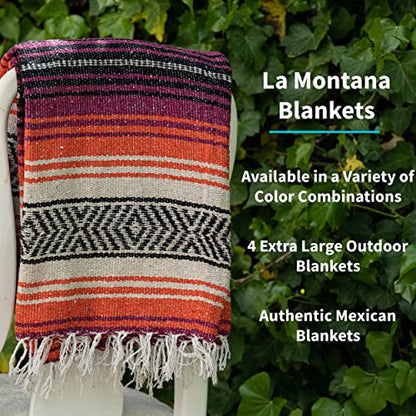 La Montana Bulk Falsa Mexican Blanket, 4 Pack, Hot Pink/Orange/Tan - color: Hot Pink/Orange/Tan