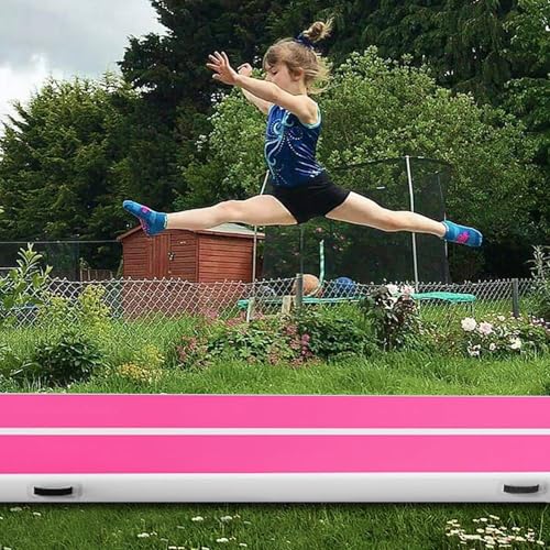 Air Mat Tumble Track, Gymnastics Mats Tumbling Track with Electric Air Pump for Home Use Cheerleading Training Kids Gym Yoga - color: Pink/Purple, size: 10ftx3.3ftx4inch