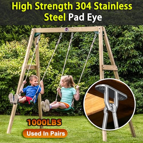 Heavy Duty Stainless Steel Pad Eye Hooks, for Hammock Swing & Yoga(3Pack) | 500 lbs Weight Capacity，Indoor & Outdoor Mounting，Multi-Purpose Anchor Points，Maintains Stability in Harsh Weather Conditions