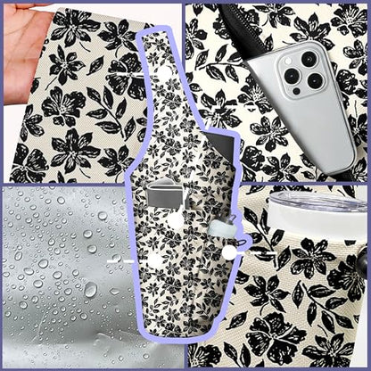Yoga Bag for Women, Large Yoga Mat Bag Tote Carrier with Wet Dry Pocket | Water Bottle Holder & Adjustable Strap, Fits 1/2" Thick Yoga Mat for Gym, Pilates, Travel, Work - color: Black Flowers